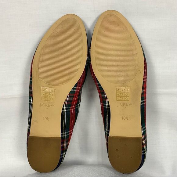 J. Crew Plaid Smoking Loafers Stewart Tartan Black Red Sz 10.5 Flats Slip-on - Picture 7 of 8